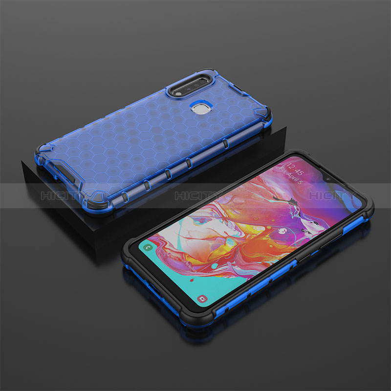 Carcasa Bumper Funda Silicona Transparente 360 Grados AM2 para Samsung Galaxy A70E Azul