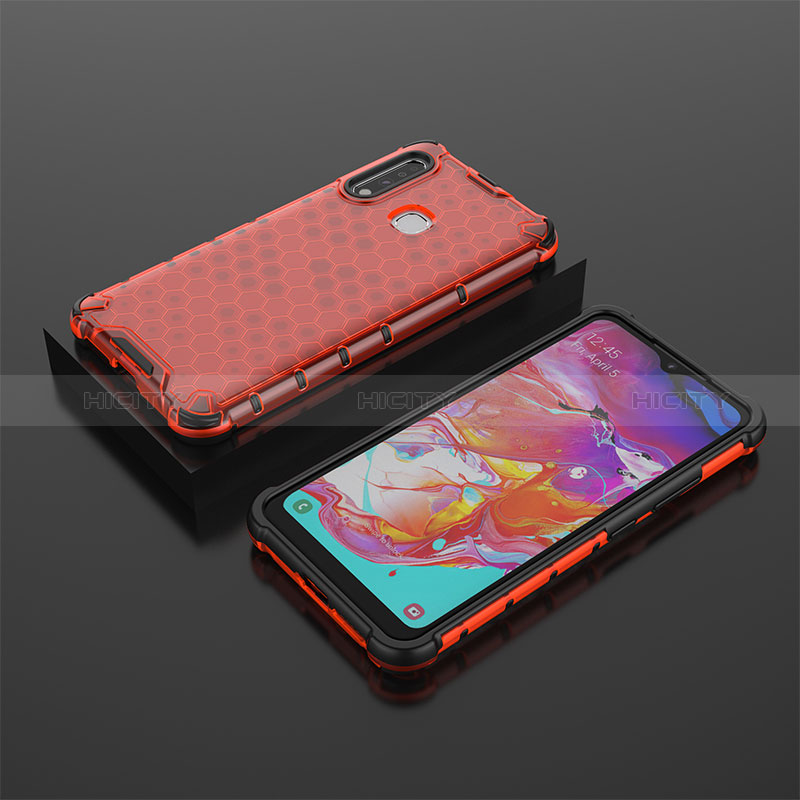 Carcasa Bumper Funda Silicona Transparente 360 Grados AM2 para Samsung Galaxy A70E Rojo