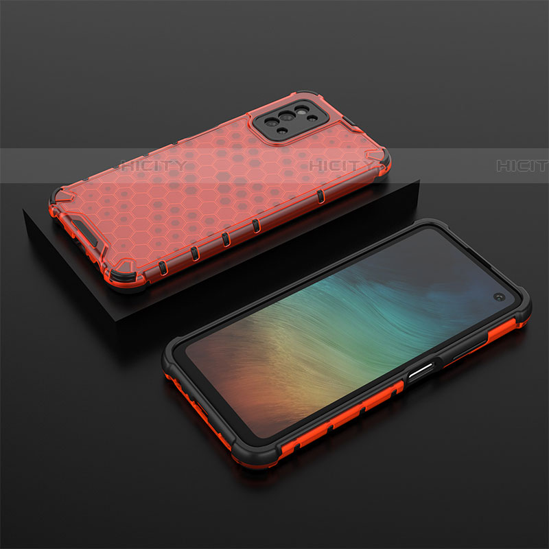 Carcasa Bumper Funda Silicona Transparente 360 Grados AM2 para Samsung Galaxy F52 5G Rojo