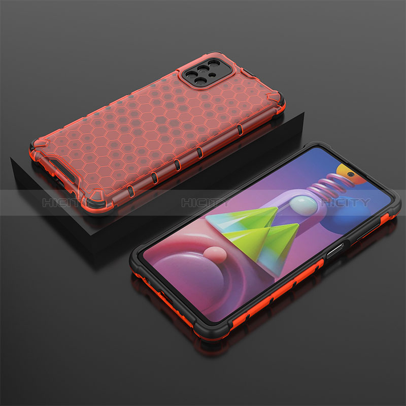 Carcasa Bumper Funda Silicona Transparente 360 Grados AM2 para Samsung Galaxy M51 Rojo