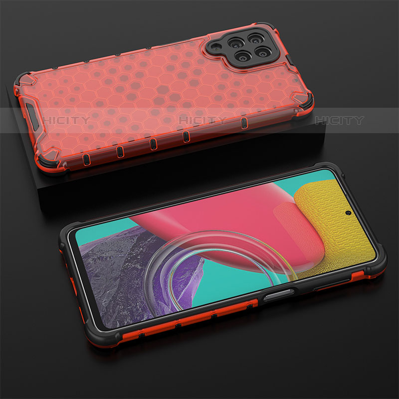 Carcasa Bumper Funda Silicona Transparente 360 Grados AM2 para Samsung Galaxy M53 5G Rojo