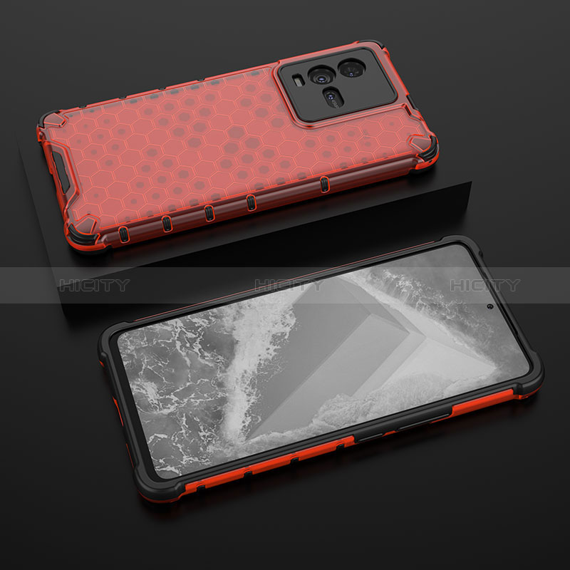 Carcasa Bumper Funda Silicona Transparente 360 Grados AM2 para Vivo iQOO 10 5G Rojo