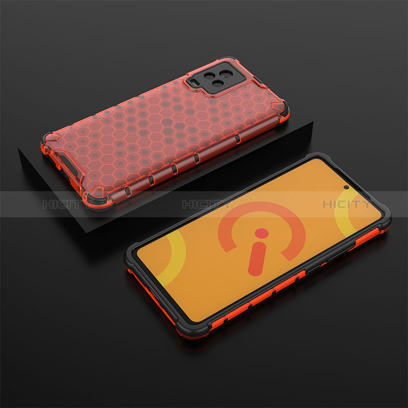 Carcasa Bumper Funda Silicona Transparente 360 Grados AM2 para Vivo iQOO 7 5G Rojo