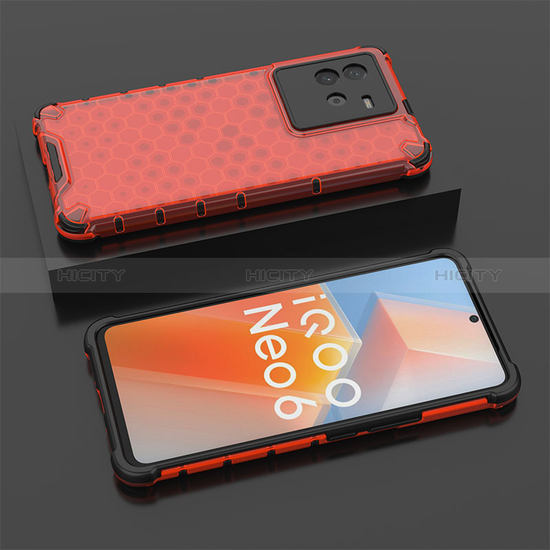 Carcasa Bumper Funda Silicona Transparente 360 Grados AM2 para Vivo iQOO Neo6 SE 5G Rojo