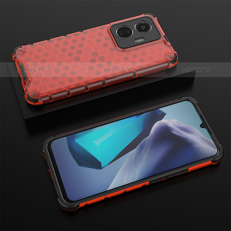 Carcasa Bumper Funda Silicona Transparente 360 Grados AM2 para Vivo T1 4G Rojo