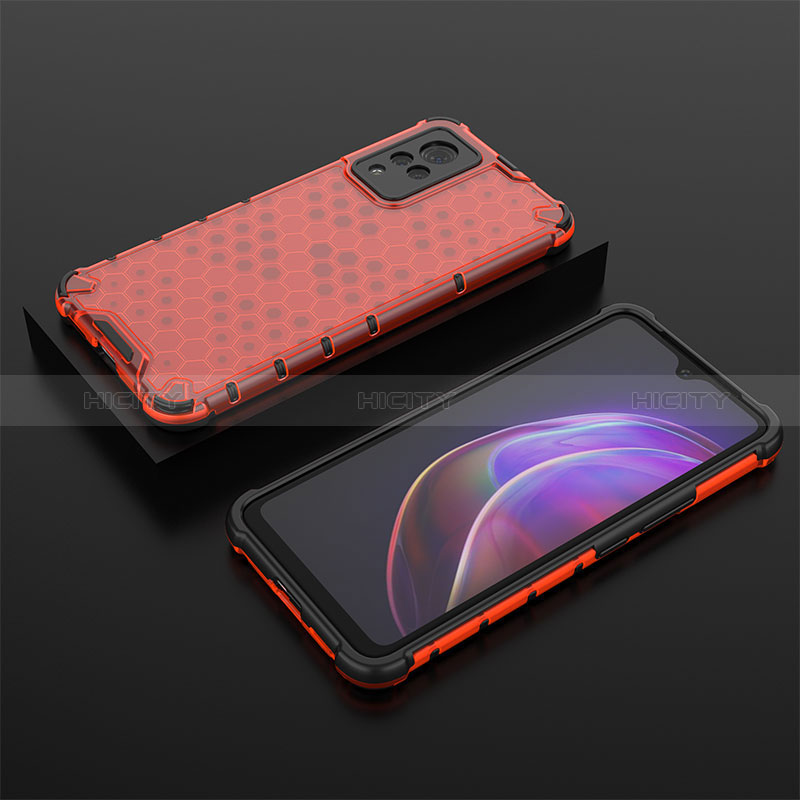 Carcasa Bumper Funda Silicona Transparente 360 Grados AM2 para Vivo V21 5G Rojo