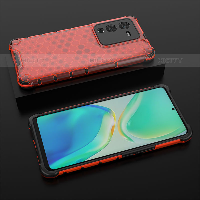 Carcasa Bumper Funda Silicona Transparente 360 Grados AM2 para Vivo V25 Pro 5G Rojo