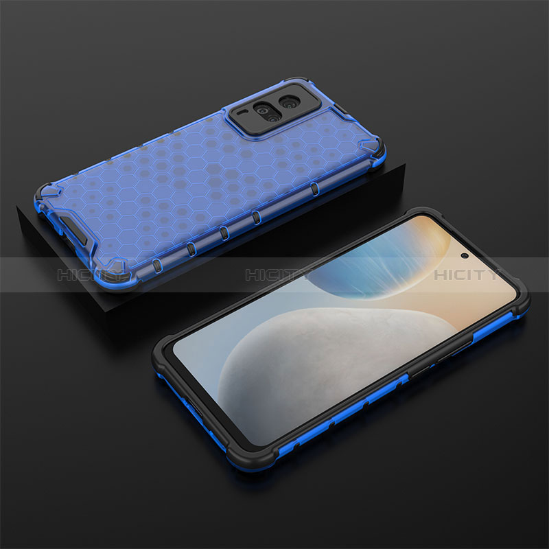 Carcasa Bumper Funda Silicona Transparente 360 Grados AM2 para Vivo X60 Pro 5G Azul