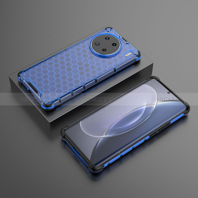 Carcasa Bumper Funda Silicona Transparente 360 Grados AM2 para Vivo X90 Pro 5G Azul