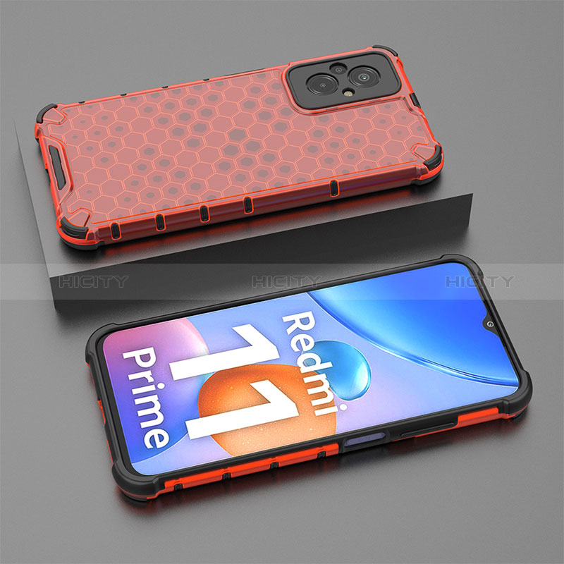 Carcasa Bumper Funda Silicona Transparente 360 Grados AM2 para Xiaomi Redmi 11 Prime 4G Rojo