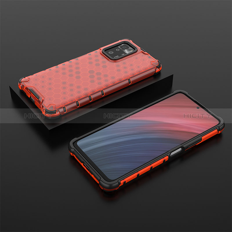 Carcasa Bumper Funda Silicona Transparente 360 Grados AM2 para Xiaomi Redmi Note 10 Pro 5G Rojo