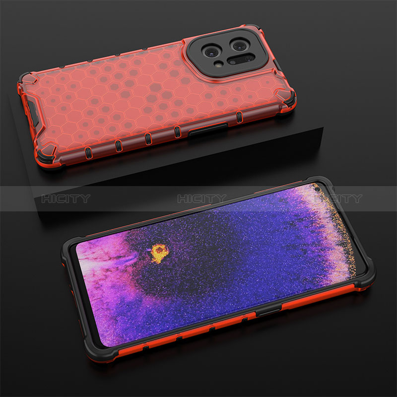 Carcasa Bumper Funda Silicona Transparente 360 Grados AM3 para Oppo Find X5 5G Rojo