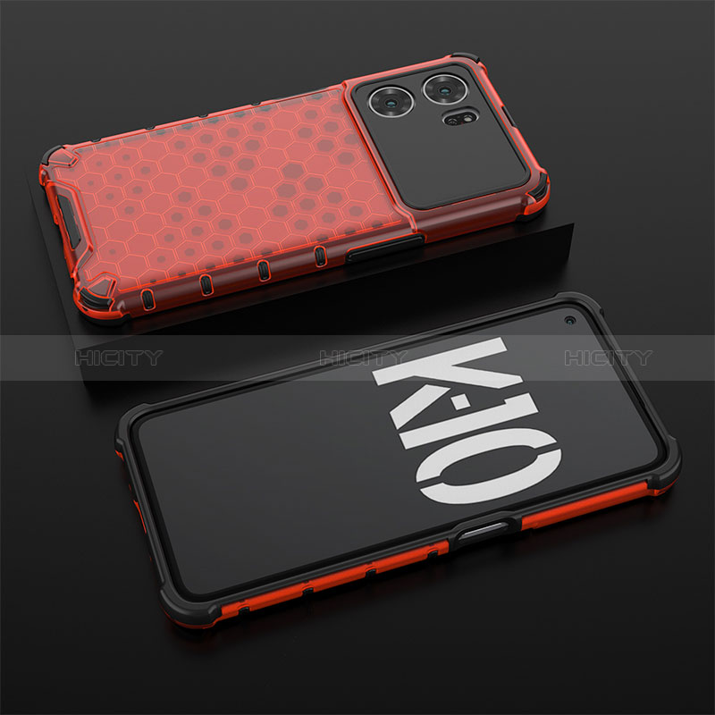 Carcasa Bumper Funda Silicona Transparente 360 Grados AM3 para Oppo K10 5G Rojo