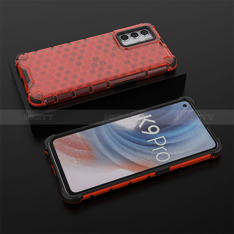 Carcasa Bumper Funda Silicona Transparente 360 Grados AM3 para Oppo K9 Pro 5G Rojo