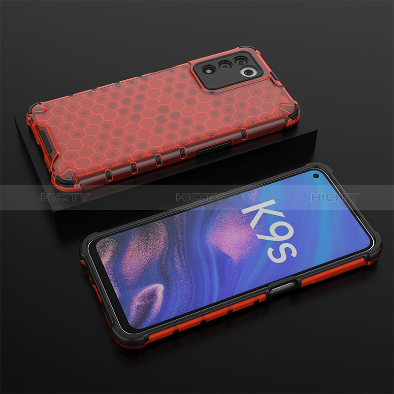 Carcasa Bumper Funda Silicona Transparente 360 Grados AM3 para Oppo K9S 5G Rojo