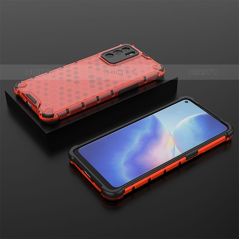 Carcasa Bumper Funda Silicona Transparente 360 Grados AM3 para Oppo Reno6 5G Rojo