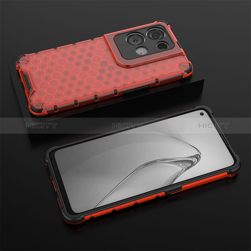 Carcasa Bumper Funda Silicona Transparente 360 Grados AM3 para Oppo Reno9 Pro+ Plus 5G Rojo