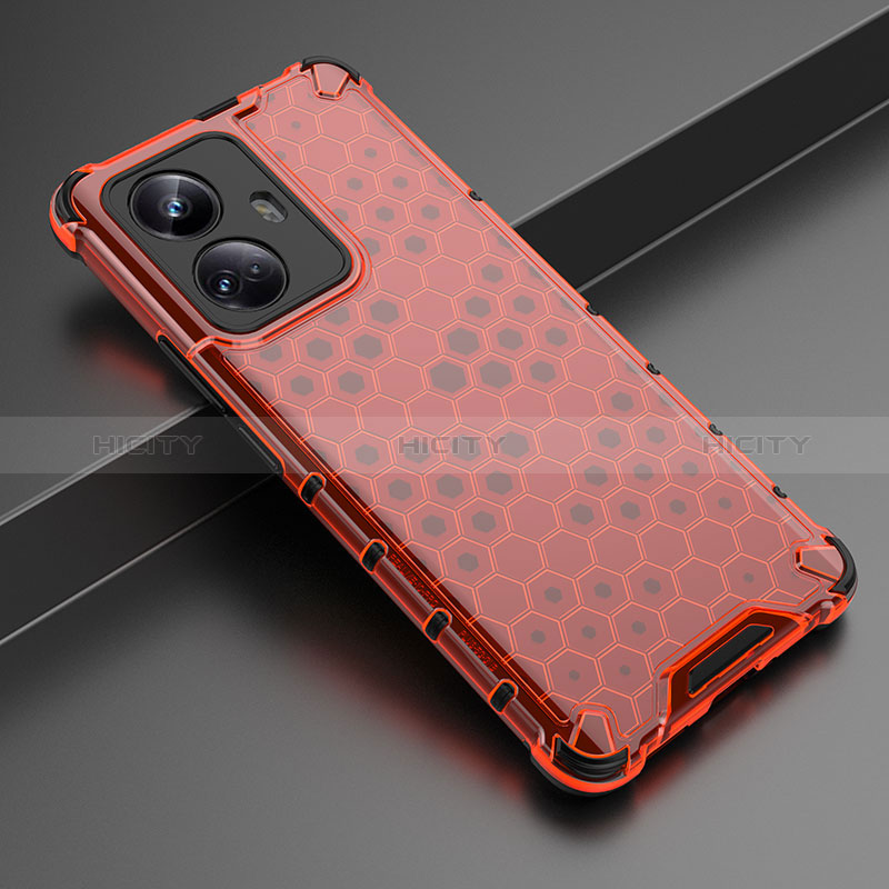 Carcasa Bumper Funda Silicona Transparente 360 Grados AM3 para Realme 10 Pro+ Plus 5G Rojo