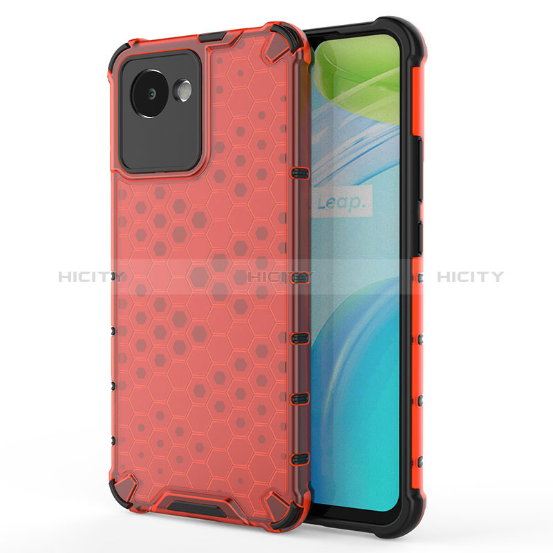 Carcasa Bumper Funda Silicona Transparente 360 Grados AM3 para Realme C30 Rojo