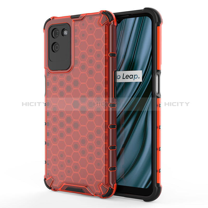 Carcasa Bumper Funda Silicona Transparente 360 Grados AM3 para Realme V11s 5G Rojo