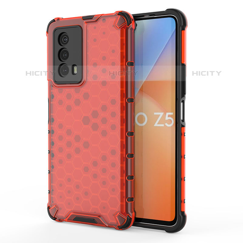 Carcasa Bumper Funda Silicona Transparente 360 Grados AM3 para Vivo iQOO Z5 5G Rojo