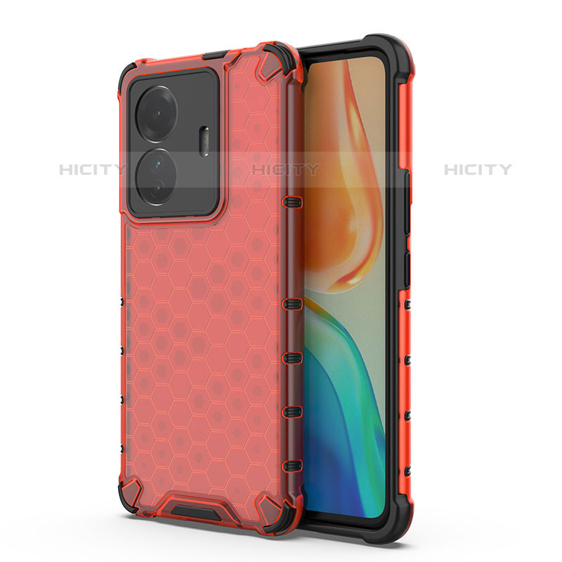 Carcasa Bumper Funda Silicona Transparente 360 Grados AM3 para Vivo iQOO Z6 Pro 5G Rojo