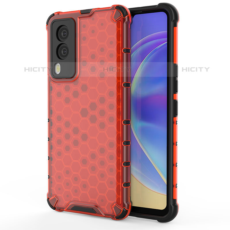 Carcasa Bumper Funda Silicona Transparente 360 Grados AM3 para Vivo V21e 5G Rojo