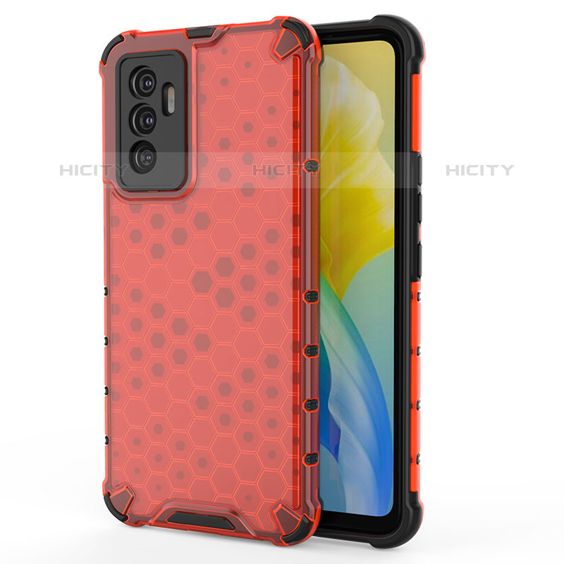 Carcasa Bumper Funda Silicona Transparente 360 Grados AM3 para Vivo V23e 5G Rojo