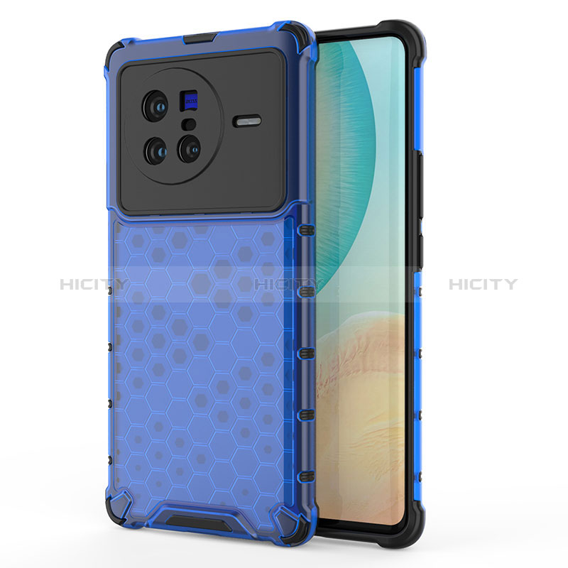 Carcasa Bumper Funda Silicona Transparente 360 Grados AM3 para Vivo X80 5G Azul