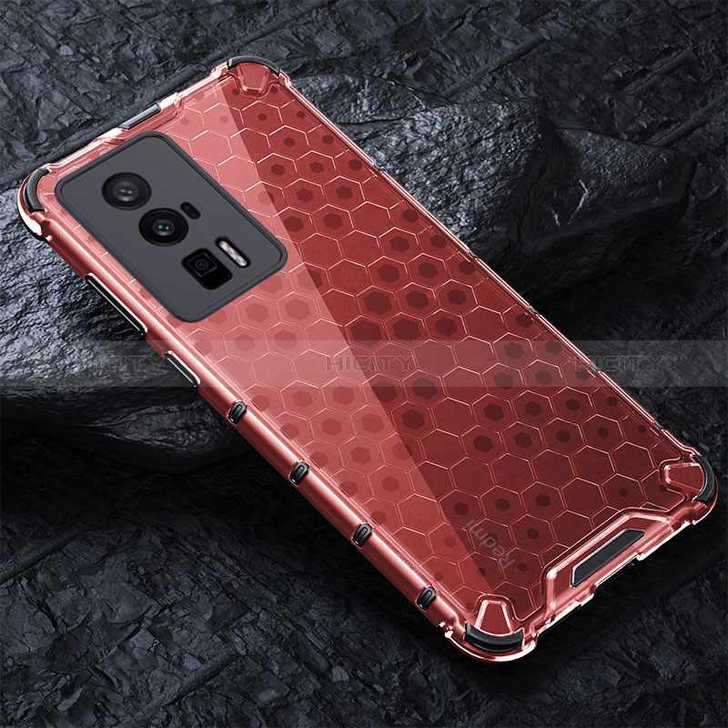 Carcasa Bumper Funda Silicona Transparente 360 Grados AM3 para Xiaomi Redmi K60 Pro 5G Rojo