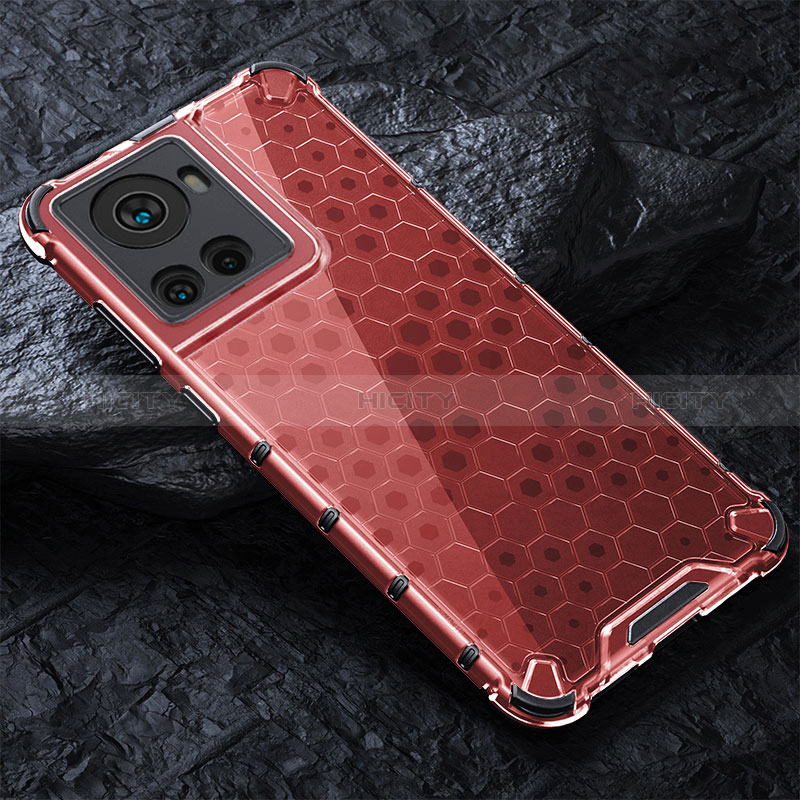 Carcasa Bumper Funda Silicona Transparente 360 Grados AM4 para OnePlus 10R 5G Rojo