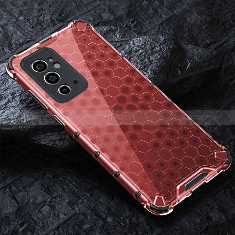 Carcasa Bumper Funda Silicona Transparente 360 Grados AM4 para OnePlus 9RT 5G Rojo