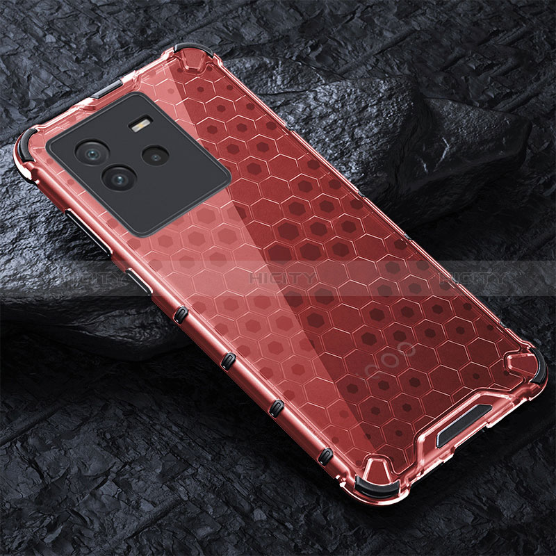 Carcasa Bumper Funda Silicona Transparente 360 Grados AM4 para Vivo iQOO Neo6 5G Rojo