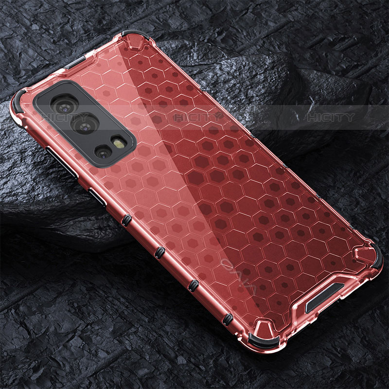 Carcasa Bumper Funda Silicona Transparente 360 Grados AM4 para Vivo iQOO Z3 5G Rojo