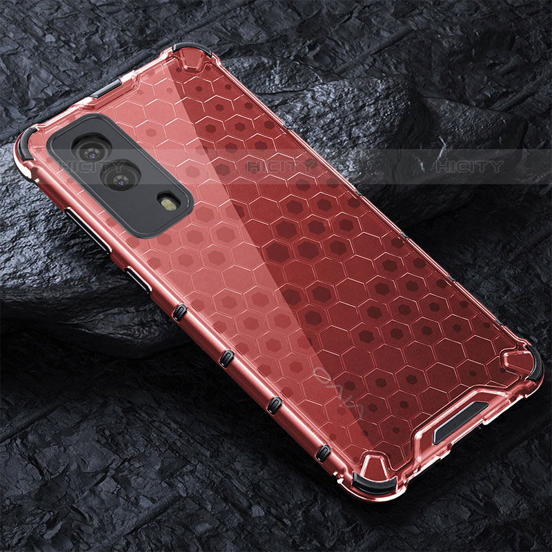 Carcasa Bumper Funda Silicona Transparente 360 Grados AM4 para Vivo iQOO Z5x 5G Rojo