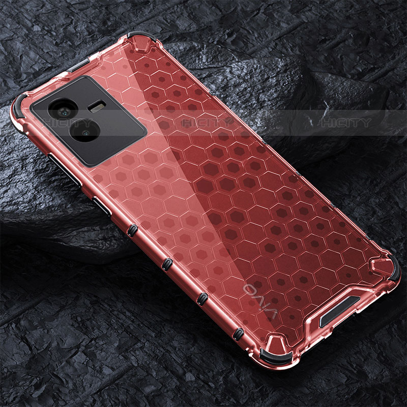 Carcasa Bumper Funda Silicona Transparente 360 Grados AM4 para Vivo iQOO Z6x Rojo