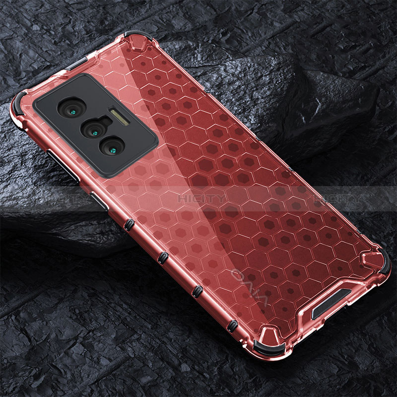 Carcasa Bumper Funda Silicona Transparente 360 Grados AM4 para Vivo X70t Rojo