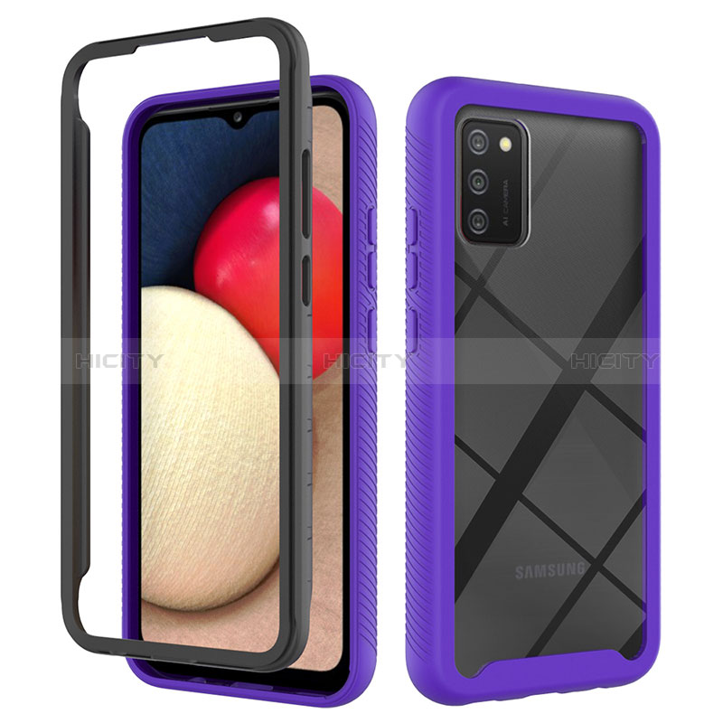 Carcasa Bumper Funda Silicona Transparente 360 Grados JX1 para Samsung Galaxy A02s Morado