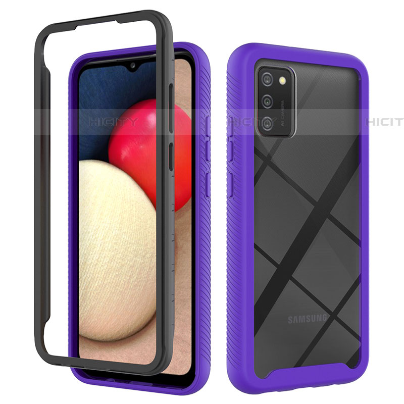 Carcasa Bumper Funda Silicona Transparente 360 Grados JX1 para Samsung Galaxy A03s Morado