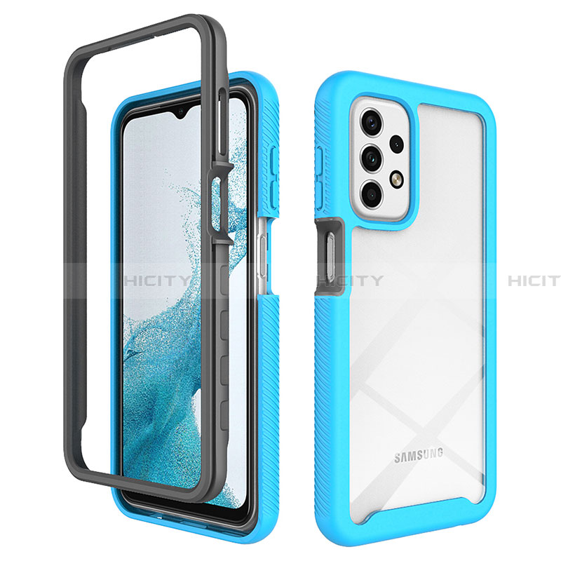 Carcasa Bumper Funda Silicona Transparente 360 Grados JX1 para Samsung Galaxy A23 4G Azul Cielo