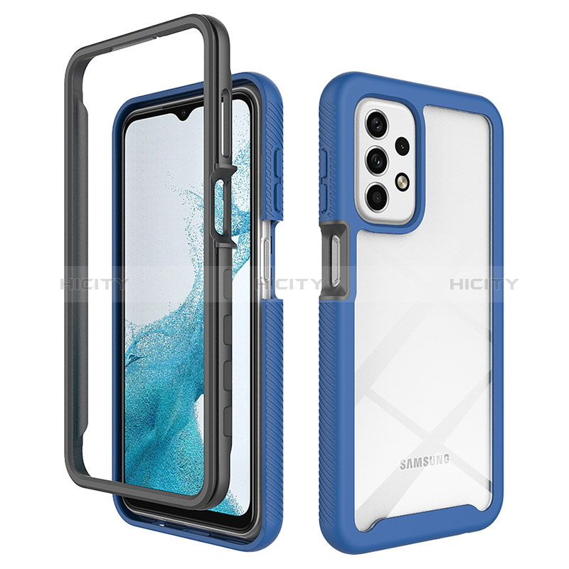 Carcasa Bumper Funda Silicona Transparente 360 Grados JX1 para Samsung Galaxy A23 5G Azul y Negro