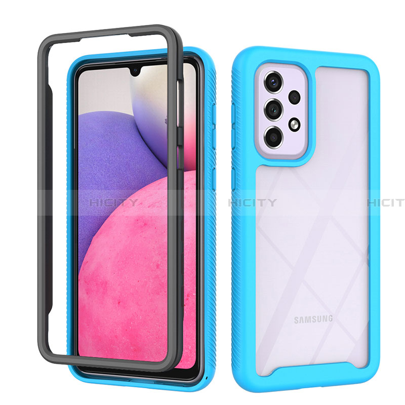 Carcasa Bumper Funda Silicona Transparente 360 Grados JX1 para Samsung Galaxy A33 5G Azul Cielo