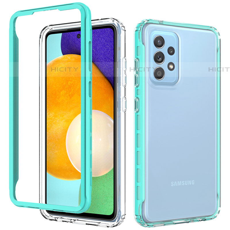 Carcasa Bumper Funda Silicona Transparente 360 Grados JX1 para Samsung Galaxy A52 4G Azul Cielo