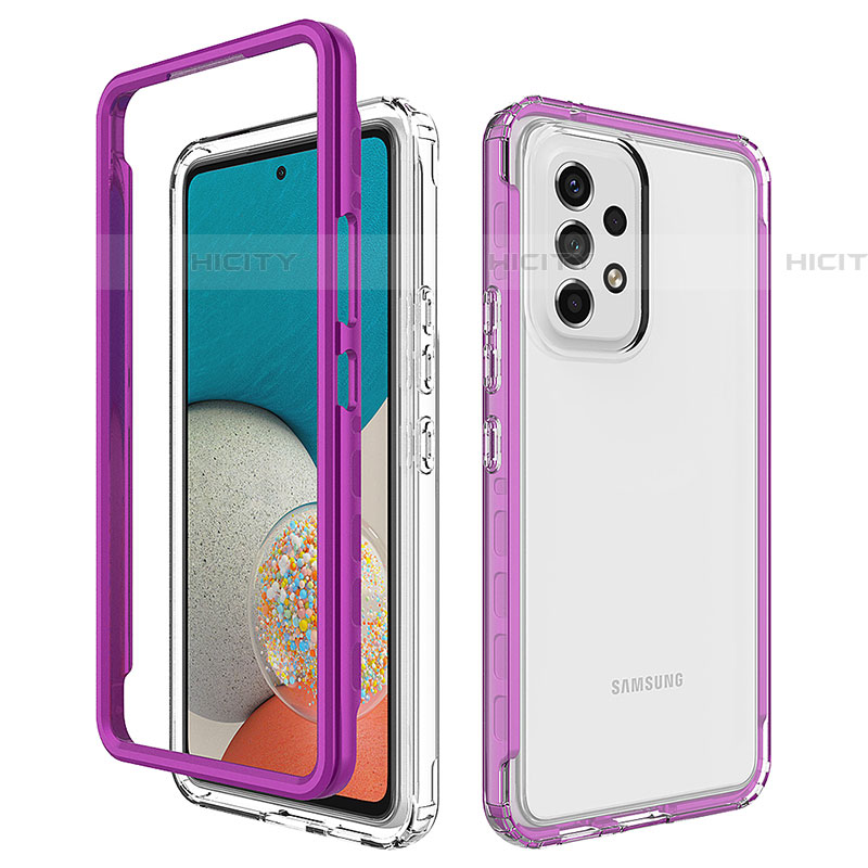 Carcasa Bumper Funda Silicona Transparente 360 Grados JX1 para Samsung Galaxy A53 5G Morado