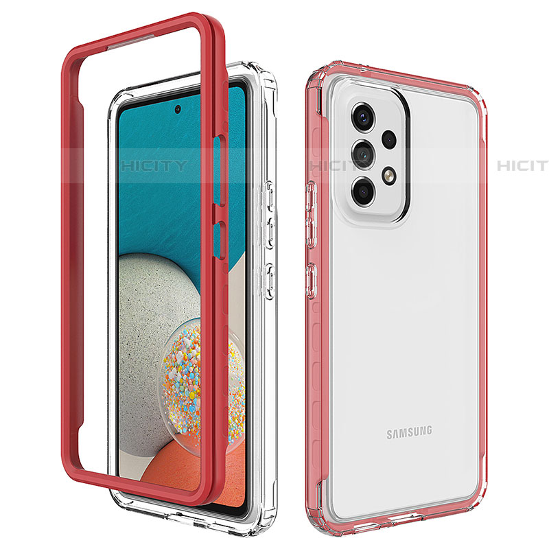 Carcasa Bumper Funda Silicona Transparente 360 Grados JX1 para Samsung Galaxy A53 5G Rojo