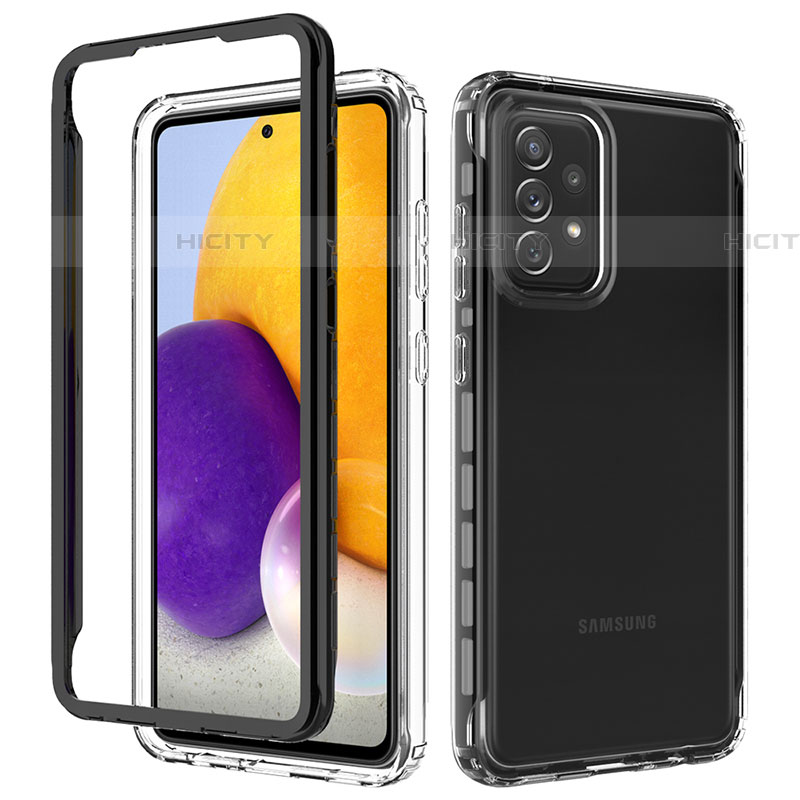 Carcasa Bumper Funda Silicona Transparente 360 Grados JX1 para Samsung Galaxy A72 4G Negro