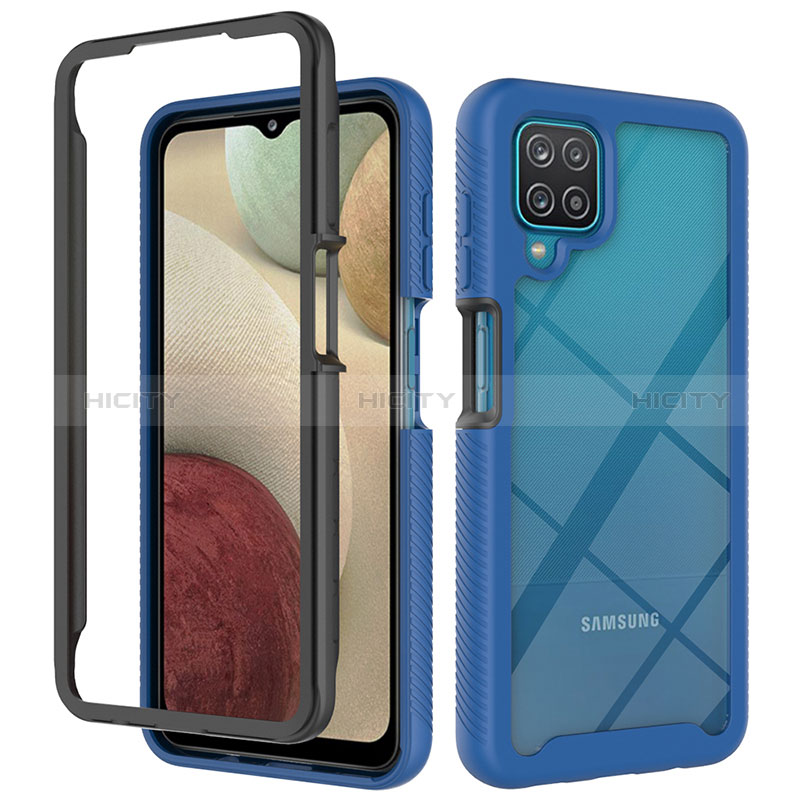 Carcasa Bumper Funda Silicona Transparente 360 Grados JX2 para Samsung Galaxy A12 5G Azul