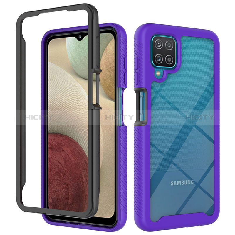 Carcasa Bumper Funda Silicona Transparente 360 Grados JX2 para Samsung Galaxy A12 Morado