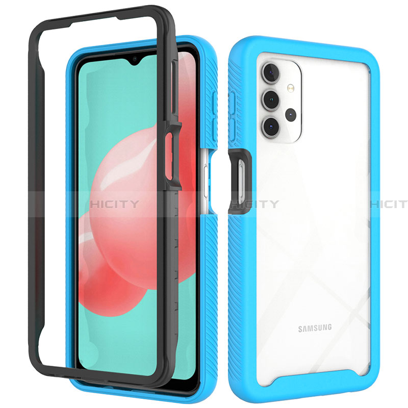 Carcasa Bumper Funda Silicona Transparente 360 Grados JX2 para Samsung Galaxy A32 4G Azul Cielo