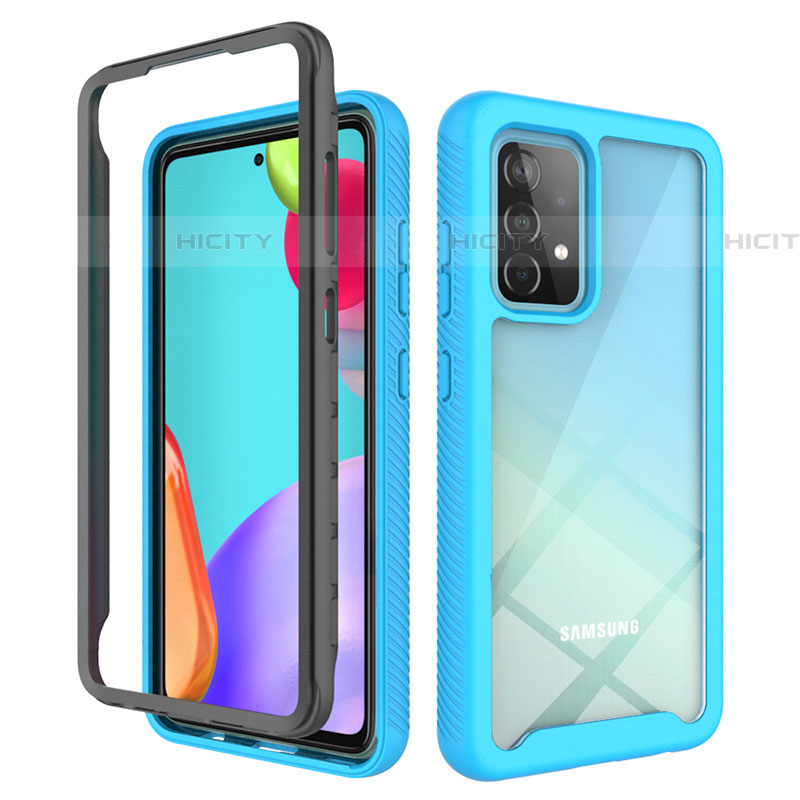 Carcasa Bumper Funda Silicona Transparente 360 Grados JX2 para Samsung Galaxy A52 4G Azul Cielo